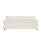 3-Seat Corduroy Sofa with Spring Cushions and 4 Toss Pillows – Pink / Gray / White, 3-Person Use