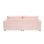 3-Seat Corduroy Sofa with Spring Cushions and 4 Toss Pillows – Pink / Gray / White, 3-Person Use