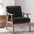 Upholstered Accent Chair with Solid Wood Frame – Black Leather / Gray / Pink / Black / Brown / Blue / Dark Brown / Light Camel, 1-Person Use