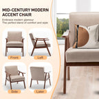 Upholstered Accent Chair with Solid Wood Frame – Black Leather / Gray / Pink / Black / Brown / Blue / Dark Brown / Light Camel, 1-Person Use