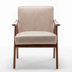 Upholstered Accent Chair with Solid Wood Frame – Black Leather / Gray / Pink / Black / Brown / Blue / Dark Brown / Light Camel, 1-Person Use