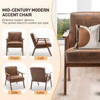 Upholstered Accent Chair with Solid Wood Frame – Black Leather / Gray / Pink / Black / Brown / Blue / Dark Brown / Light Camel, 1-Person Use