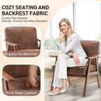 Upholstered Accent Chair with Solid Wood Frame – Black Leather / Gray / Pink / Black / Brown / Blue / Dark Brown / Light Camel, 1-Person Use