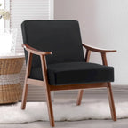 Upholstered Accent Chair with Solid Wood Frame – Black Leather / Gray / Pink / Black / Brown / Blue / Dark Brown / Light Camel, 1-Person Use