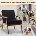 Upholstered Accent Chair with Solid Wood Frame – Black Leather / Gray / Pink / Black / Brown / Blue / Dark Brown / Light Camel, 1-Person Use