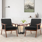 Upholstered Accent Chair with Solid Wood Frame – Black Leather / Gray / Pink / Black / Brown / Blue / Dark Brown / Light Camel, 1-Person Use