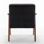 Upholstered Accent Chair with Solid Wood Frame – Black Leather / Gray / Pink / Black / Brown / Blue / Dark Brown / Light Camel, 1-Person Use