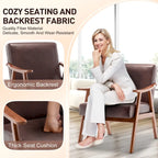 Upholstered Accent Chair with Solid Wood Frame – Black Leather / Gray / Pink / Black / Brown / Blue / Dark Brown / Light Camel, 1-Person Use