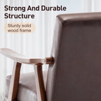Upholstered Accent Chair with Solid Wood Frame – Black Leather / Gray / Pink / Black / Brown / Blue / Dark Brown / Light Camel, 1-Person Use