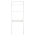 2-Shelf Leaning Desk with Mahogany Frame – White / Natural+Charcoal / Black / Honey Brown+Charcoal, 1-Person Use