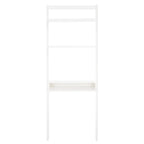 2-Shelf Leaning Desk with Mahogany Frame – White / Natural+Charcoal / Black / Honey Brown+Charcoal, 1-Person Use