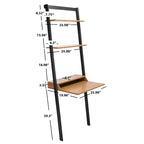 2-Shelf Leaning Desk with Mahogany Frame – White / Natural+Charcoal / Black / Honey Brown+Charcoal, 1-Person Use