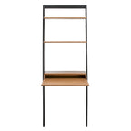 2-Shelf Leaning Desk with Mahogany Frame – White / Natural+Charcoal / Black / Honey Brown+Charcoal, 1-Person Use