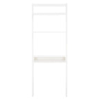 2-Shelf Leaning Desk with Mahogany Frame – White / Natural+Charcoal / Black / Honey Brown+Charcoal, 1-Person Use