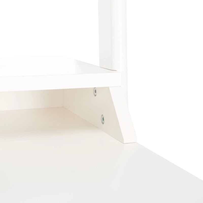 2-Shelf Leaning Desk with Mahogany Frame – White / Natural+Charcoal / Black / Honey Brown+Charcoal, 1-Person Use