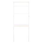 2-Shelf Leaning Desk with Mahogany Frame – White / Natural+Charcoal / Black / Honey Brown+Charcoal, 1-Person Use