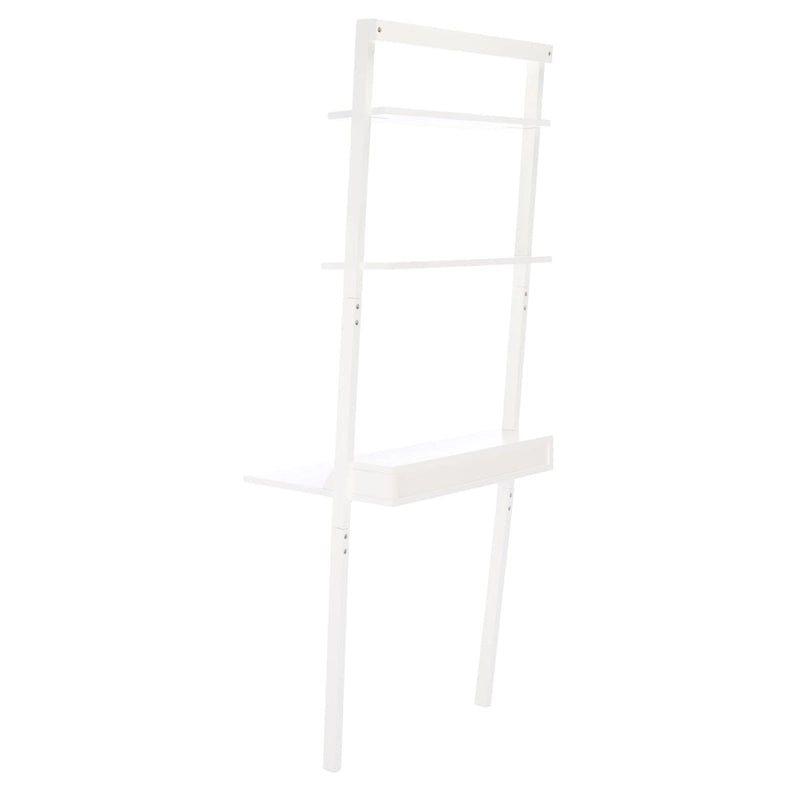 2-Shelf Leaning Desk with Mahogany Frame – White / Natural+Charcoal / Black / Honey Brown+Charcoal, 1-Person Use