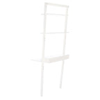 2-Shelf Leaning Desk with Mahogany Frame – White / Natural+Charcoal / Black / Honey Brown+Charcoal, 1-Person Use