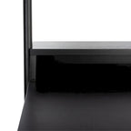 2-Shelf Leaning Desk with Mahogany Frame – White / Natural+Charcoal / Black / Honey Brown+Charcoal, 1-Person Use