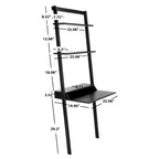 2-Shelf Leaning Desk with Mahogany Frame – White / Natural+Charcoal / Black / Honey Brown+Charcoal, 1-Person Use