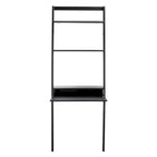 2-Shelf Leaning Desk with Mahogany Frame – White / Natural+Charcoal / Black / Honey Brown+Charcoal, 1-Person Use