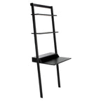2-Shelf Leaning Desk with Mahogany Frame – White / Natural+Charcoal / Black / Honey Brown+Charcoal, 1-Person Use