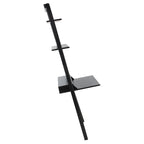 2-Shelf Leaning Desk with Mahogany Frame – White / Natural+Charcoal / Black / Honey Brown+Charcoal, 1-Person Use