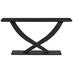 Rustic Console Table with Cross-Leg Design – Black / Brown, 1-Unit