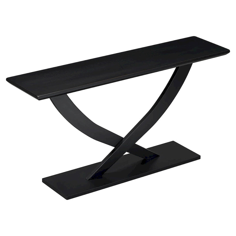 Rustic Console Table with Cross-Leg Design – Black / Brown, 1-Unit