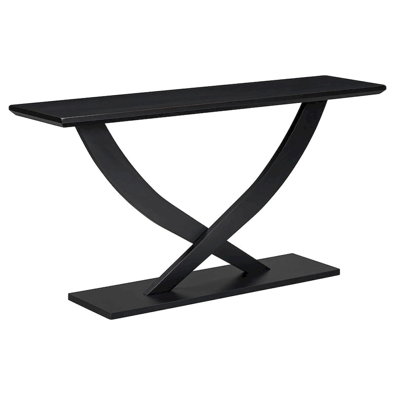 Rustic Console Table with Cross-Leg Design – Black / Brown, 1-Unit