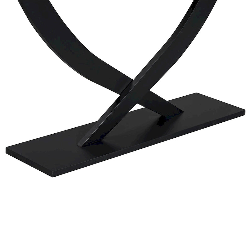 Rustic Console Table with Cross-Leg Design – Black / Brown, 1-Unit
