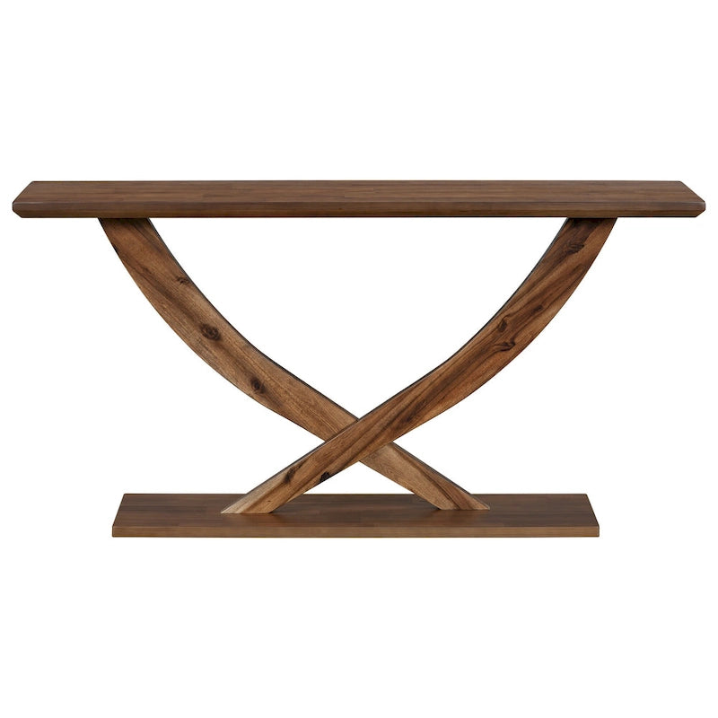 Rustic Console Table with Cross-Leg Design – Black / Brown, 1-Unit