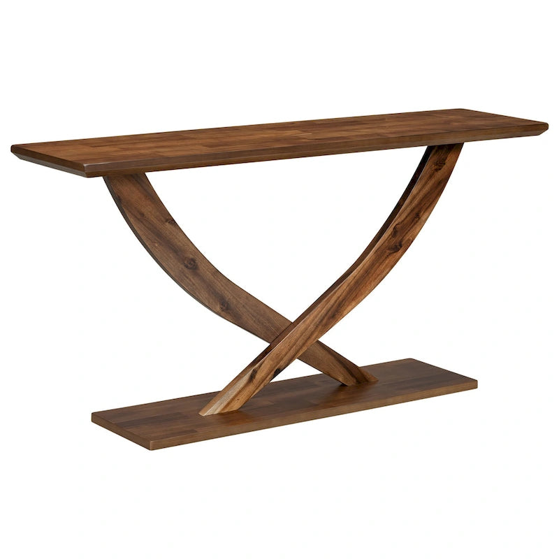 Rustic Console Table with Cross-Leg Design – Black / Brown, 1-Unit