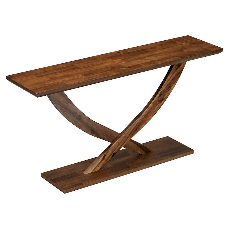 Rustic Console Table with Cross-Leg Design – Black / Brown, 1-Unit