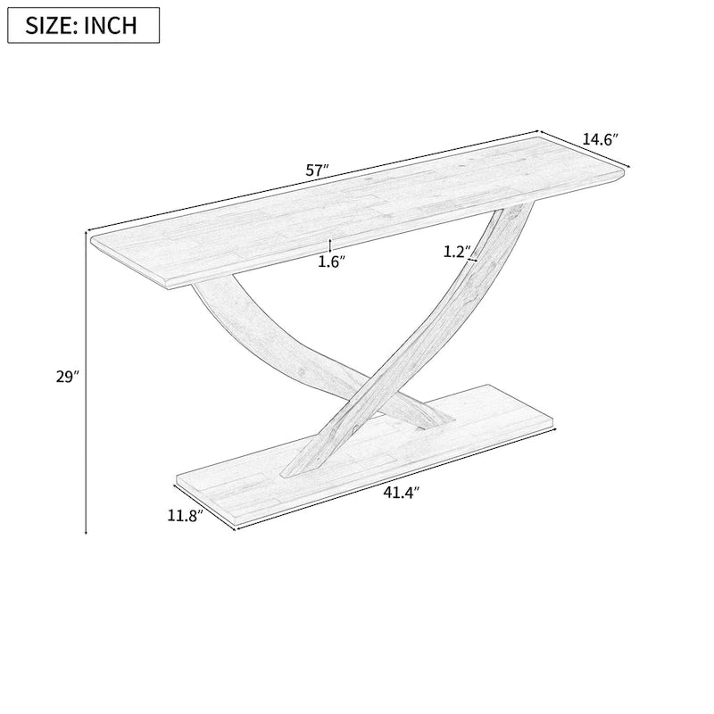 Rustic Console Table with Cross-Leg Design – Black / Brown, 1-Unit