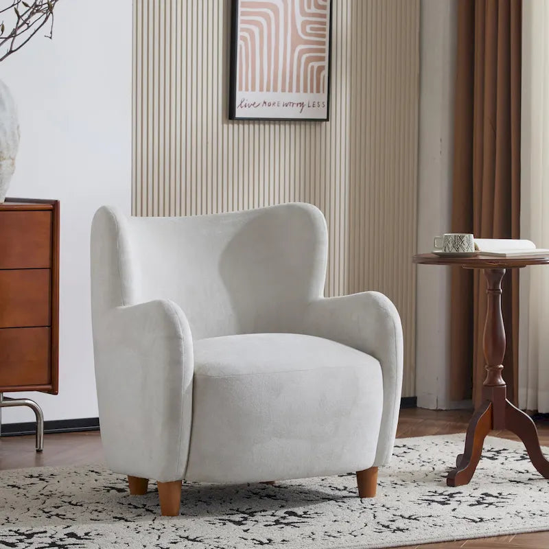 Fabric Wingback Accent Chair with Tapered Legs – Camel / White / Pinkish Purple / Brown / Olive Green / Gray Blue, 1-Person Use