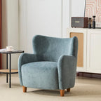 Fabric Wingback Accent Chair with Tapered Legs – Camel / White / Pinkish Purple / Brown / Olive Green / Gray Blue, 1-Person Use