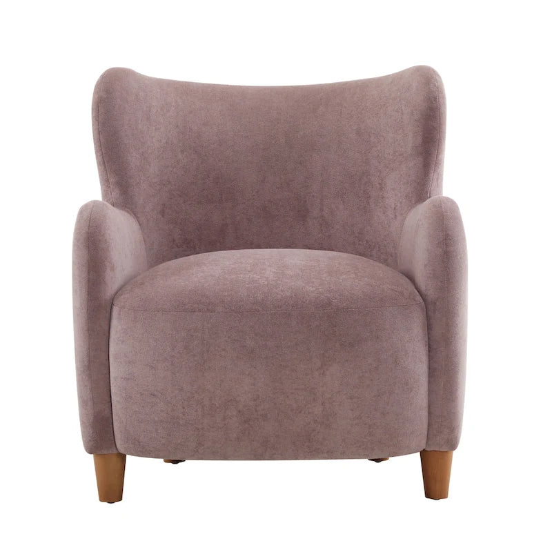 Fabric Wingback Accent Chair with Tapered Legs – Camel / White / Pinkish Purple / Brown / Olive Green / Gray Blue, 1-Person Use