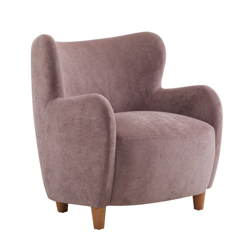 Fabric Wingback Accent Chair with Tapered Legs – Camel / White / Pinkish Purple / Brown / Olive Green / Gray Blue, 1-Person Use