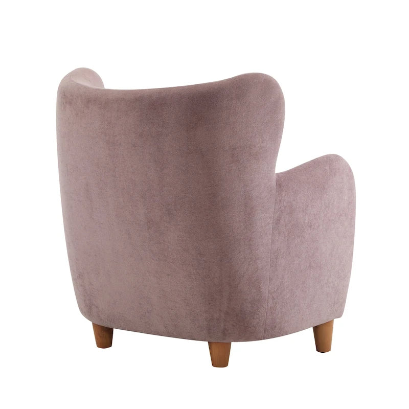 Fabric Wingback Accent Chair with Tapered Legs – Camel / White / Pinkish Purple / Brown / Olive Green / Gray Blue, 1-Person Use
