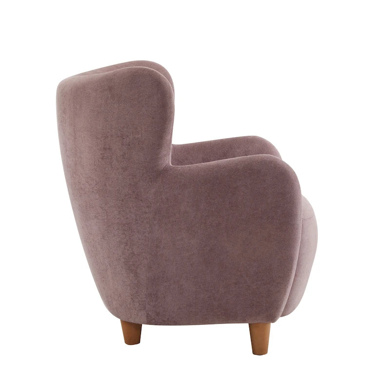 Fabric Wingback Accent Chair with Tapered Legs – Camel / White / Pinkish Purple / Brown / Olive Green / Gray Blue, 1-Person Use