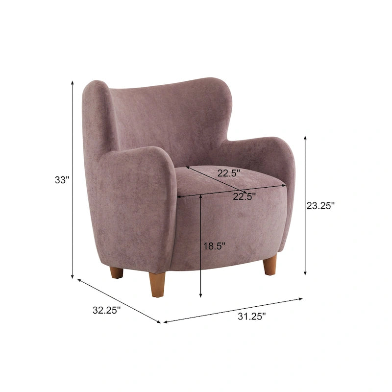 Fabric Wingback Accent Chair with Tapered Legs – Camel / White / Pinkish Purple / Brown / Olive Green / Gray Blue, 1-Person Use