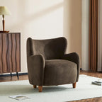 Fabric Wingback Accent Chair with Tapered Legs – Camel / White / Pinkish Purple / Brown / Olive Green / Gray Blue, 1-Person Use