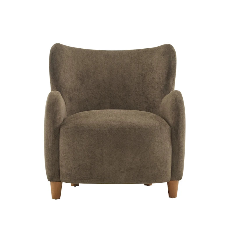 Fabric Wingback Accent Chair with Tapered Legs – Camel / White / Pinkish Purple / Brown / Olive Green / Gray Blue, 1-Person Use