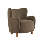 Fabric Wingback Accent Chair with Tapered Legs – Camel / White / Pinkish Purple / Brown / Olive Green / Gray Blue, 1-Person Use