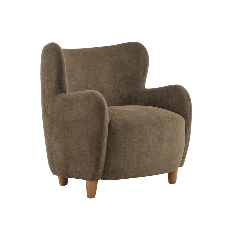 Fabric Wingback Accent Chair with Tapered Legs – Camel / White / Pinkish Purple / Brown / Olive Green / Gray Blue, 1-Person Use