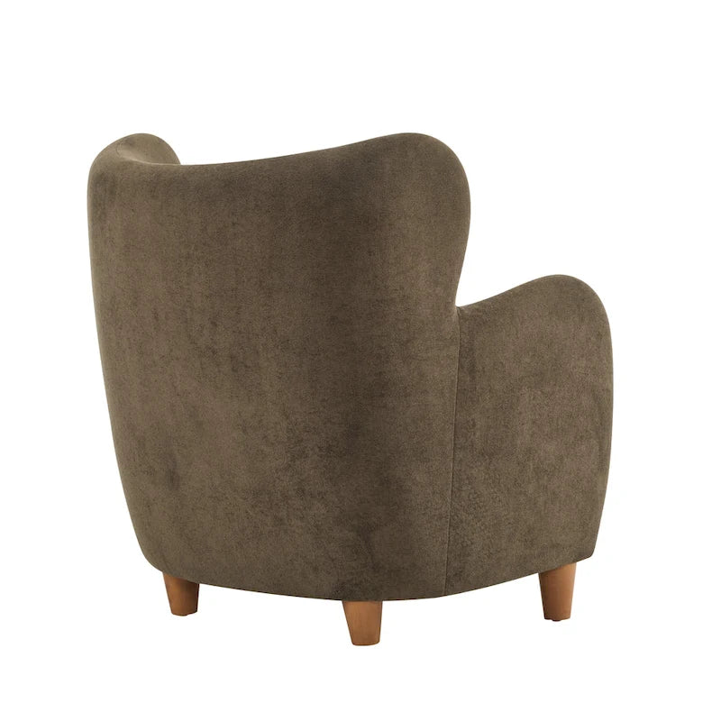Fabric Wingback Accent Chair with Tapered Legs – Camel / White / Pinkish Purple / Brown / Olive Green / Gray Blue, 1-Person Use