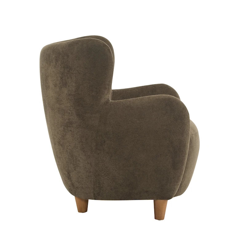 Fabric Wingback Accent Chair with Tapered Legs – Camel / White / Pinkish Purple / Brown / Olive Green / Gray Blue, 1-Person Use