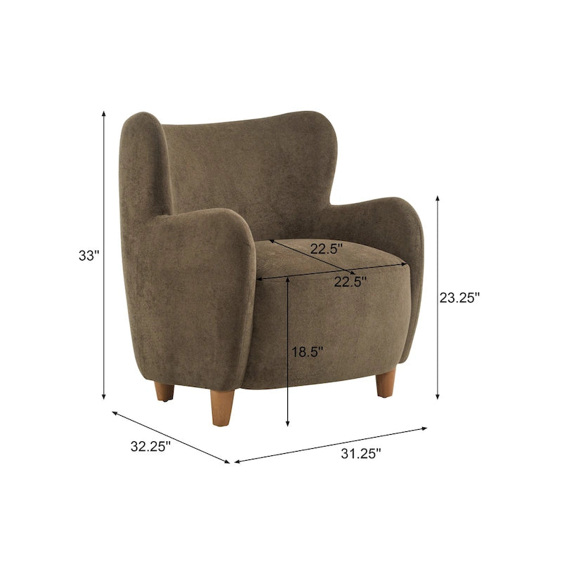 Fabric Wingback Accent Chair with Tapered Legs – Camel / White / Pinkish Purple / Brown / Olive Green / Gray Blue, 1-Person Use