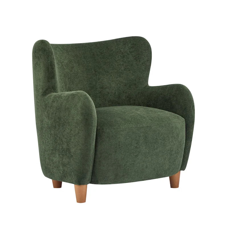 Fabric Wingback Accent Chair with Tapered Legs – Camel / White / Pinkish Purple / Brown / Olive Green / Gray Blue, 1-Person Use